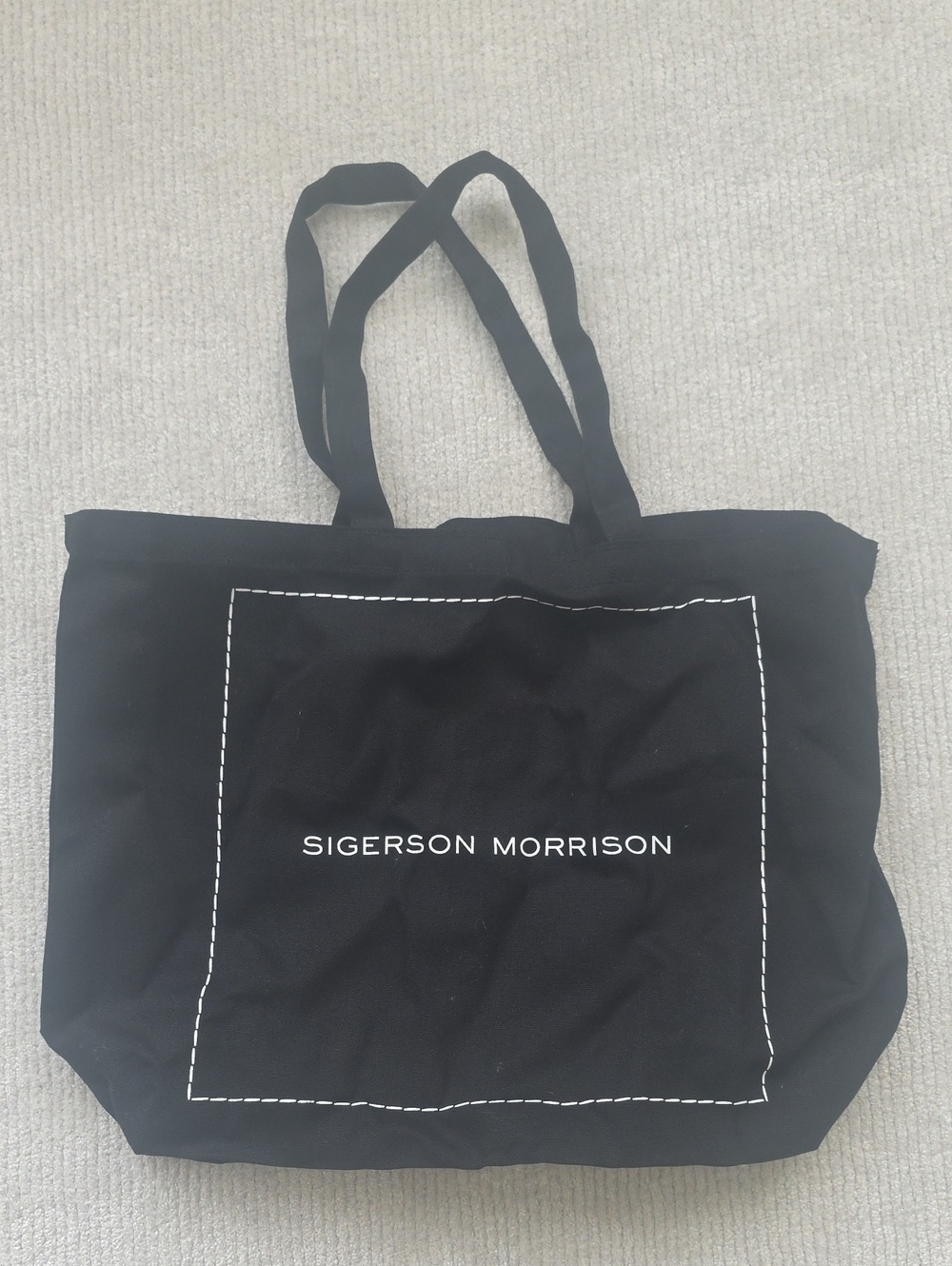 Sigerson Morrison Black Tote with White Stitch Detail